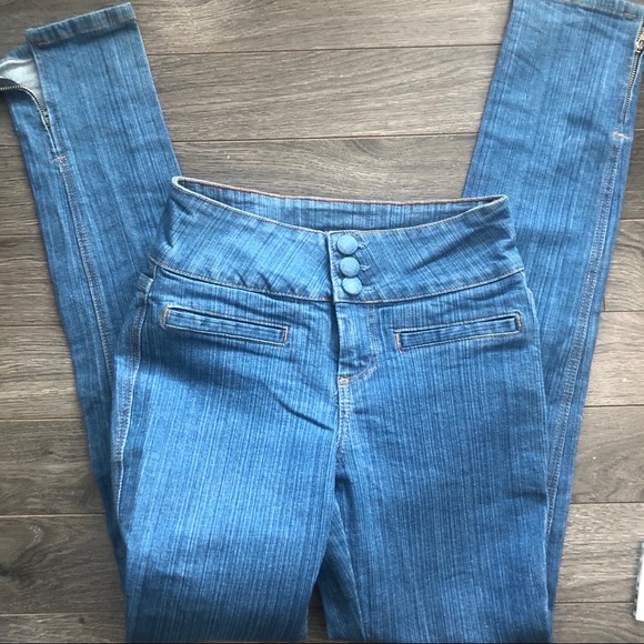 Lux high waist skinnies w/ ankle-zippers sz26 - Picture 2 of 4